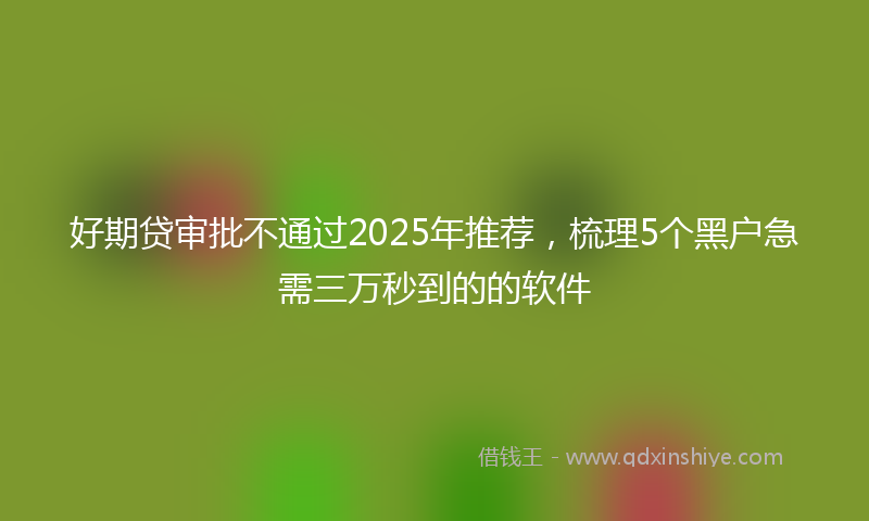 好期贷审批不通过2025年推荐，梳理5个黑户急需三万秒到的的软件