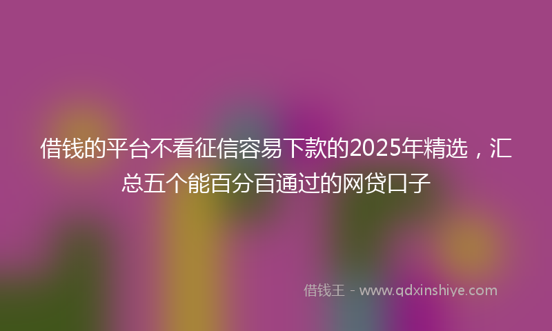 借钱的平台不看征信容易下款的2025年精选，汇总五个能百分百通过的网贷口子