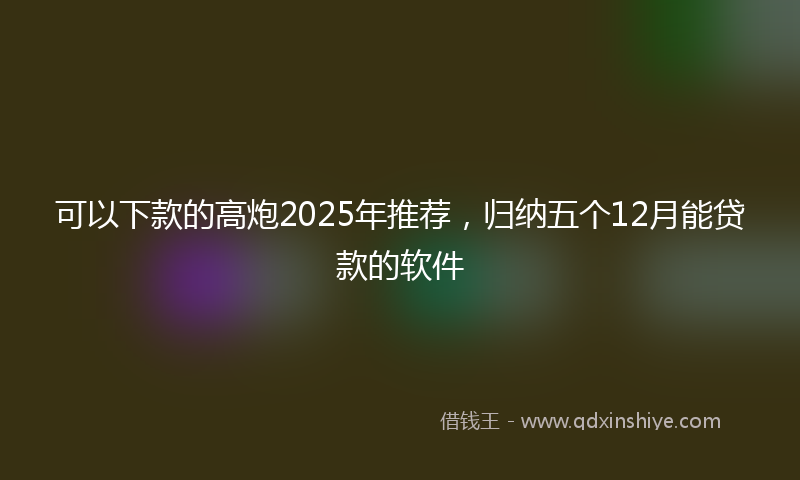 可以下款的高炮2025年推荐，归纳五个12月能贷款的软件