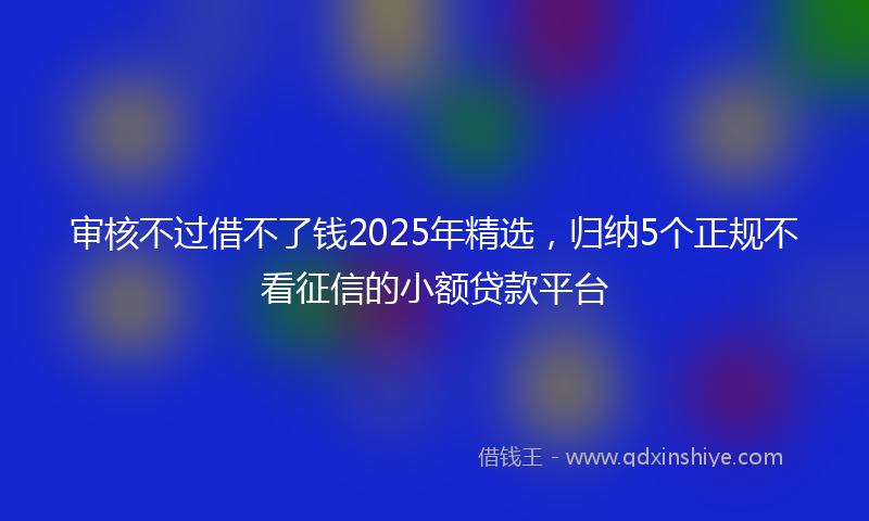 审核不过借不了钱2025年精选，归纳5个正规不看征信的小额贷款平台