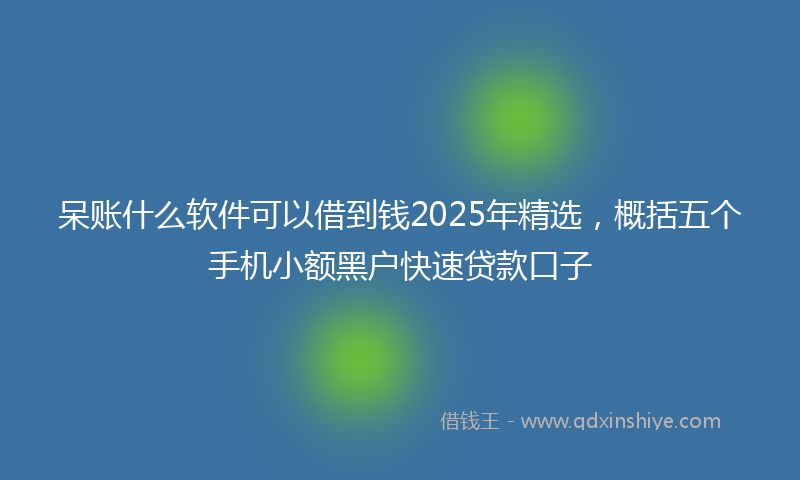 呆账什么软件可以借到钱2025年精选，概括五个手机小额黑户快速贷款口子