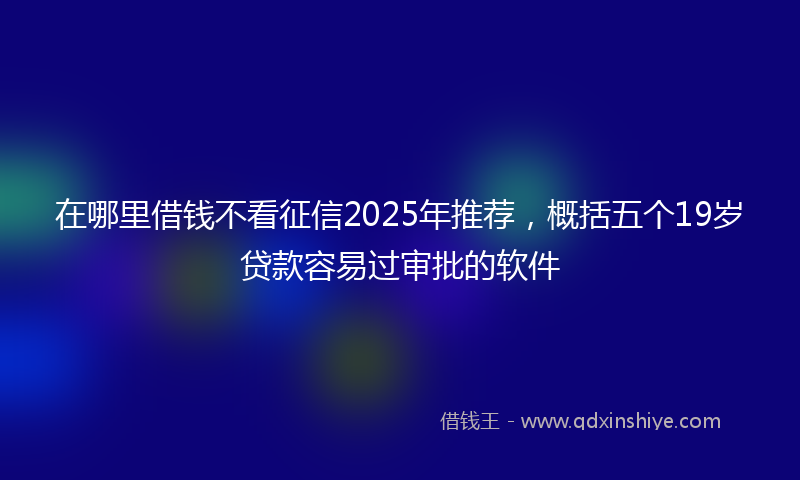 在哪里借钱不看征信2025年推荐，概括五个19岁贷款容易过审批的软件