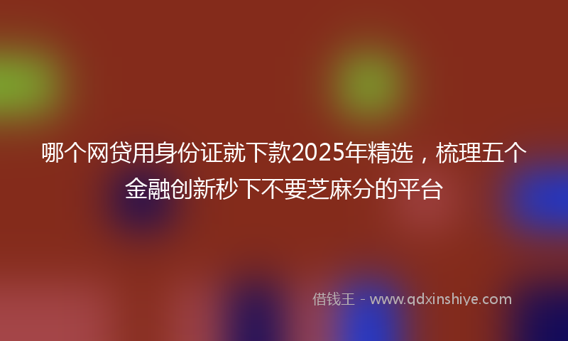 哪个网贷用身份证就下款2025年精选，梳理五个金融创新秒下不要芝麻分的平台