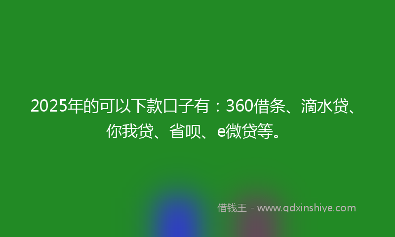 2025年的可以下款口子有：360借条、滴水贷、你我贷、省呗、e微贷等。