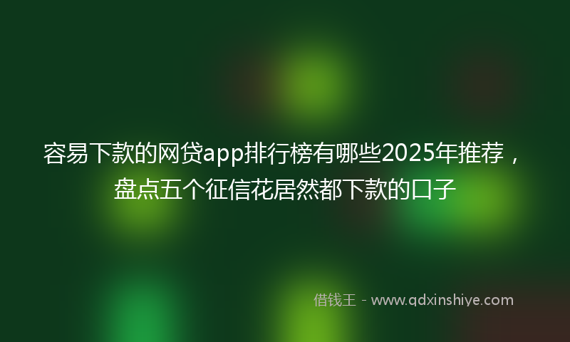 容易下款的网贷app排行榜有哪些2025年推荐，盘点五个征信花居然都下款的口子