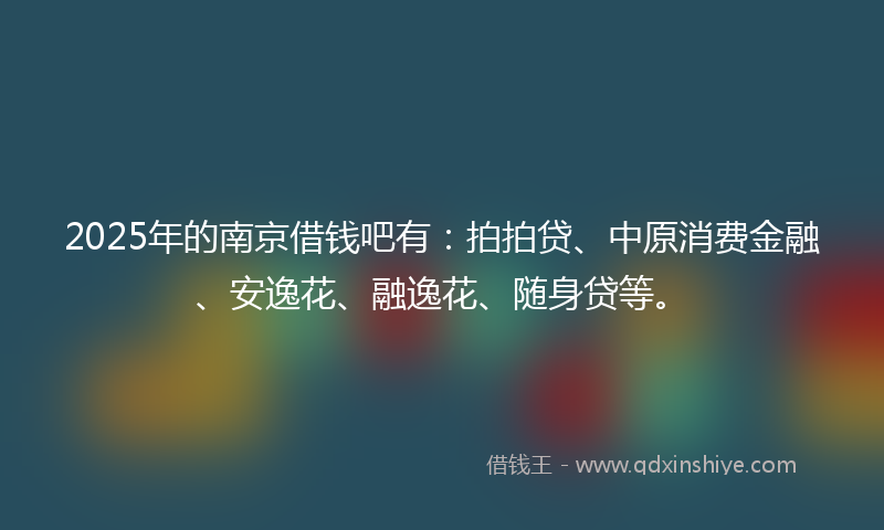 2025年的南京借钱吧有：拍拍贷、中原消费金融、安逸花、融逸花、随身贷等。