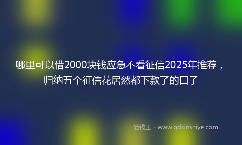 哪里可以借2000块钱应急不看征信2025年推荐，归纳五个征信花居然都下款了的口子