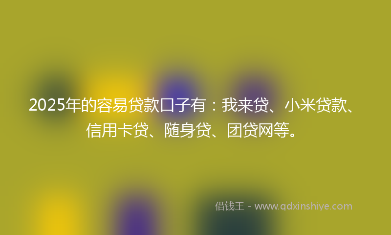 2025年的容易贷款口子有：我来贷、小米贷款、信用卡贷、随身贷、团贷网等。