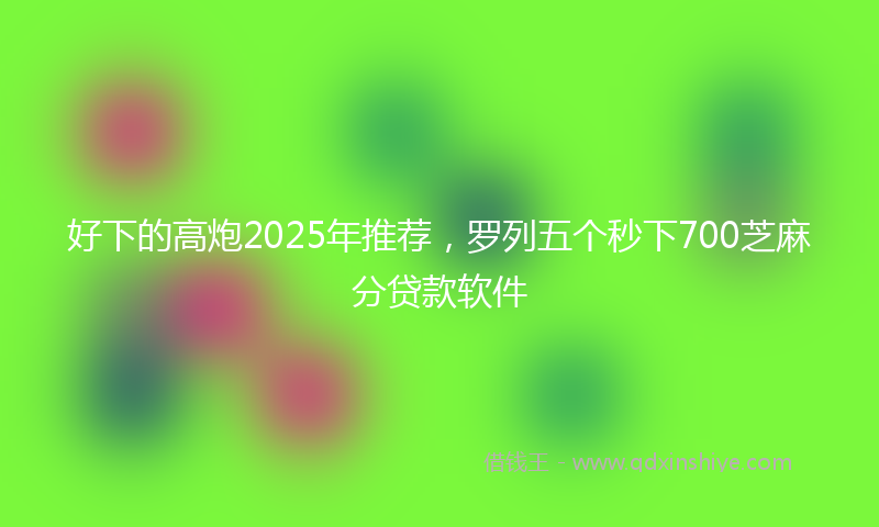 好下的高炮2025年推荐，罗列五个秒下700芝麻分贷款软件