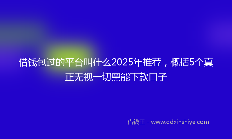 借钱包过的平台叫什么2025年推荐，概括5个真正无视一切黑能下款口子