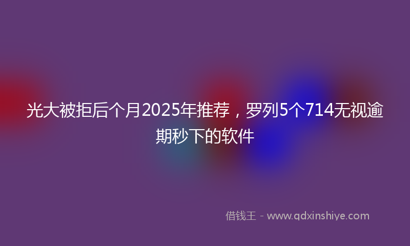 光大被拒后个月2025年推荐，罗列5个714无视逾期秒下的软件