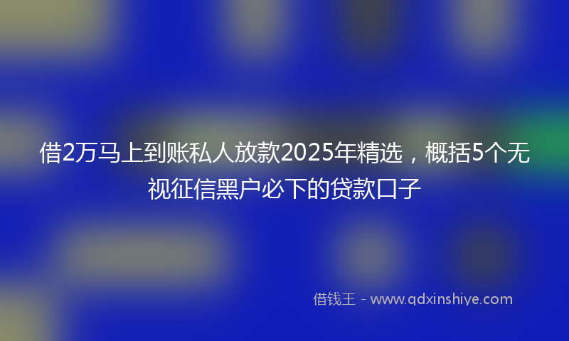 借2万马上到账私人放款2025年精选，概括5个无视征信黑户必下的贷款口子
