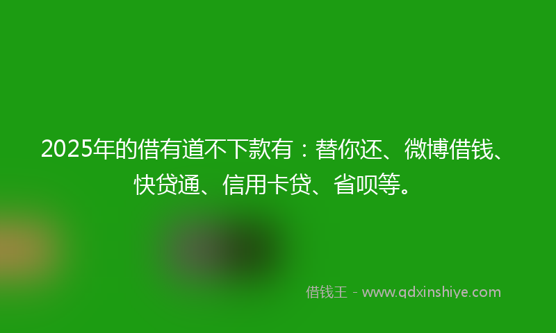 2025年的借有道不下款有：替你还、微博借钱、快贷通、信用卡贷、省呗等。
