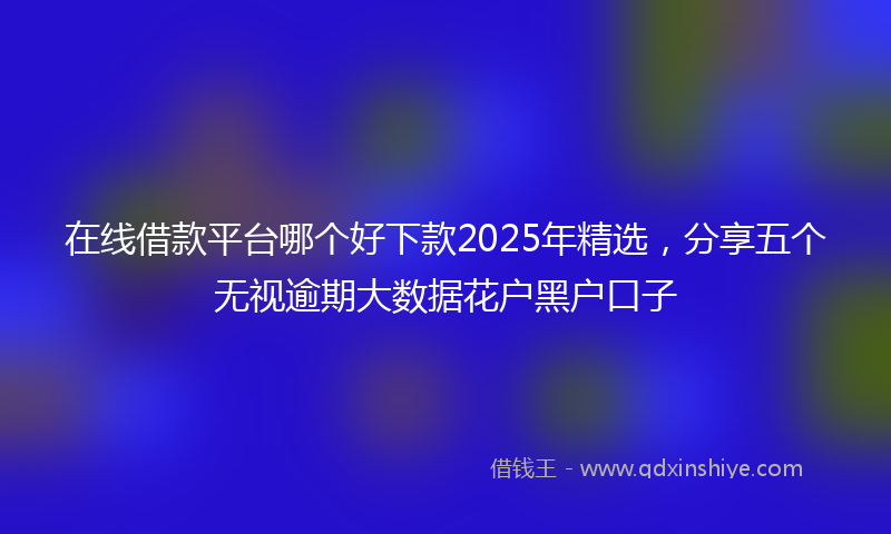 在线借款平台哪个好下款2025年精选，分享五个无视逾期大数据花户黑户口子