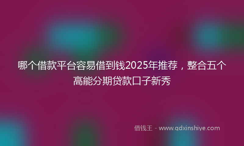哪个借款平台容易借到钱2025年推荐，整合五个高能分期贷款口子新秀