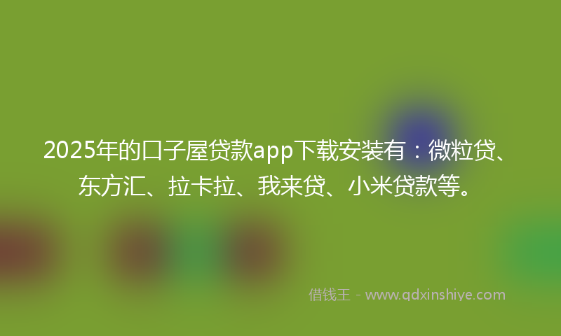 2025年的口子屋贷款app下载安装有：微粒贷、东方汇、拉卡拉、我来贷、小米贷款等。