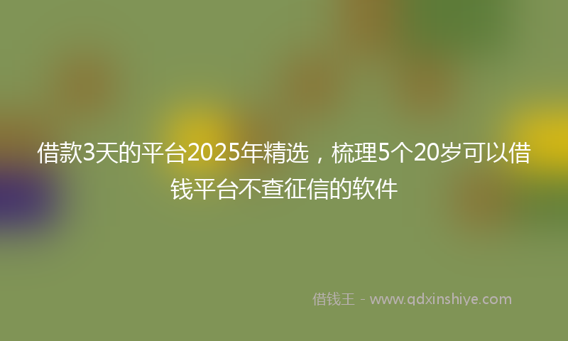 借款3天的平台2025年精选，梳理5个20岁可以借钱平台不查征信的软件