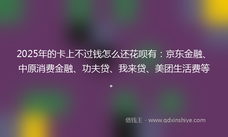 2025年的卡上不过钱怎么还花呗有：京东金融、中原消费金融、功夫贷、我来贷、美团生活费等。