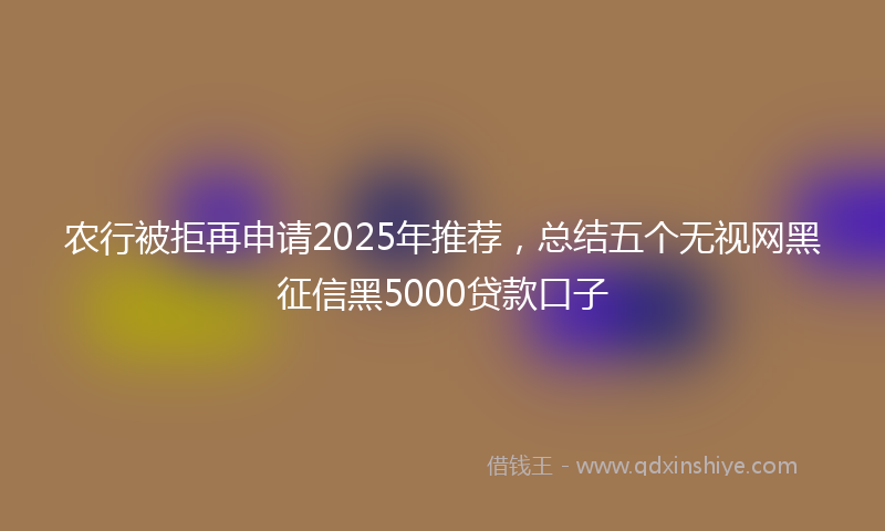 农行被拒再申请2025年推荐，总结五个无视网黑征信黑5000贷款口子