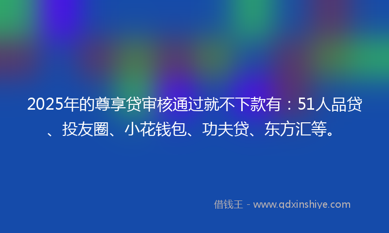 2025年的尊享贷审核通过就不下款有：51人品贷、投友圈、小花钱包、功夫贷、东方汇等。