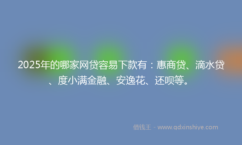 2025年的哪家网贷容易下款有：惠商贷、滴水贷、度小满金融、安逸花、还呗等。