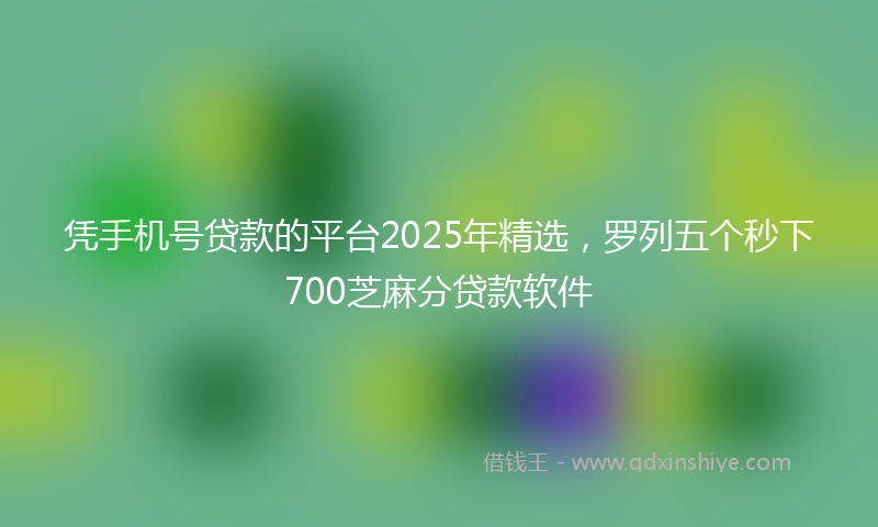 凭手机号贷款的平台2025年精选，罗列五个秒下700芝麻分贷款软件