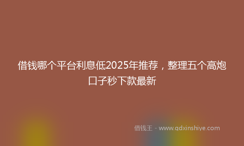 借钱哪个平台利息低2025年推荐，整理五个高炮口子秒下款最新