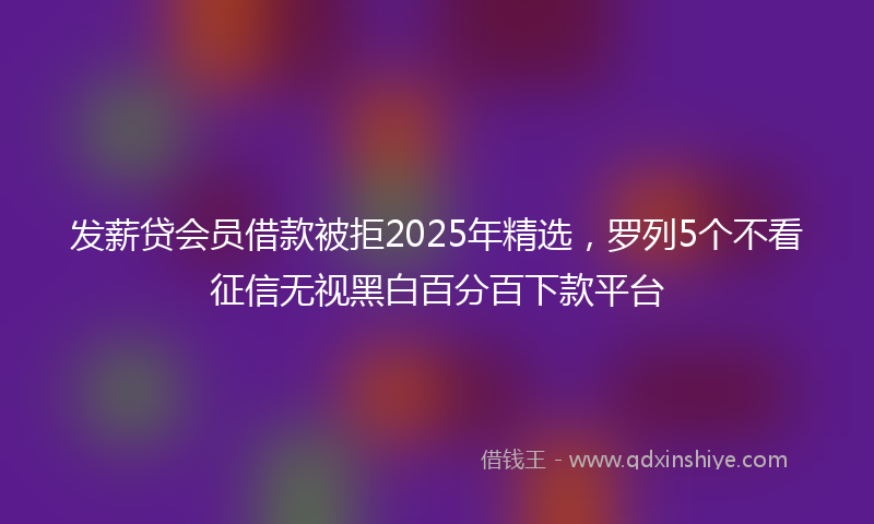 发薪贷会员借款被拒2025年精选，罗列5个不看征信无视黑白百分百下款平台