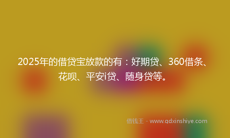 2025年的借贷宝放款的有：好期贷、360借条、花呗、平安i贷、随身贷等。