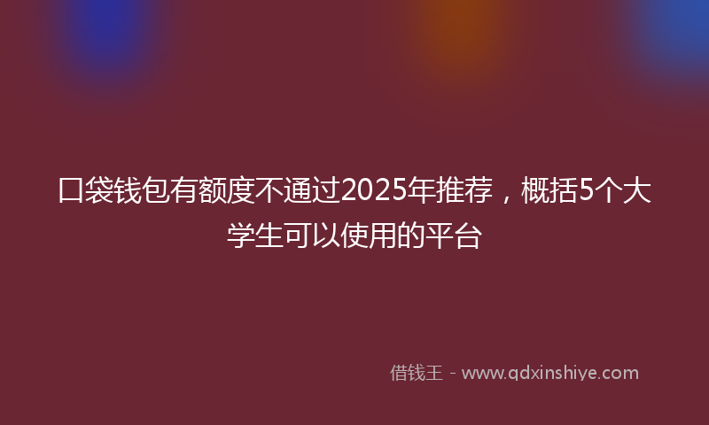 口袋钱包有额度不通过2025年推荐，概括5个大学生可以使用的平台