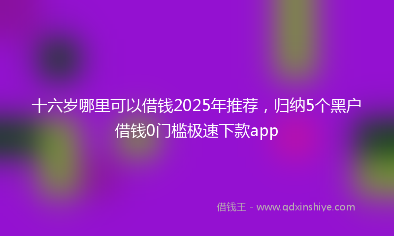 十六岁哪里可以借钱2025年推荐，归纳5个黑户借钱0门槛极速下款app