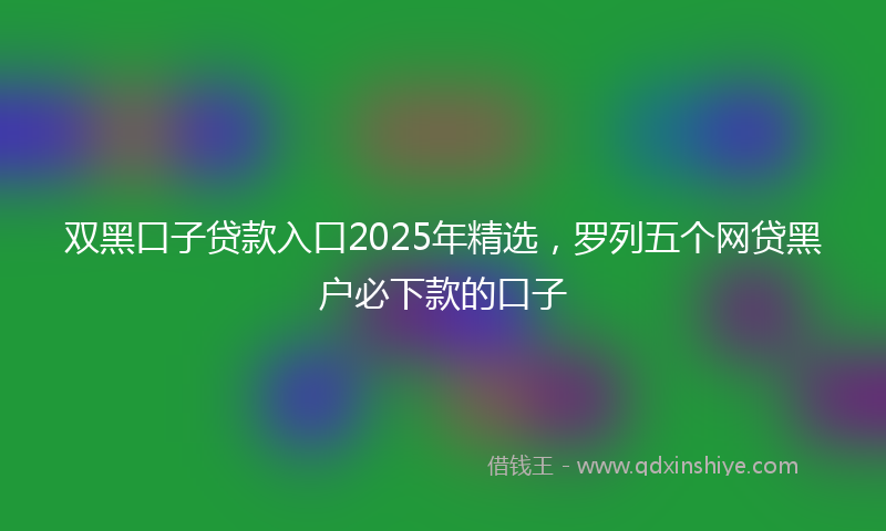 双黑口子贷款入口2025年精选，罗列五个网贷黑户必下款的口子