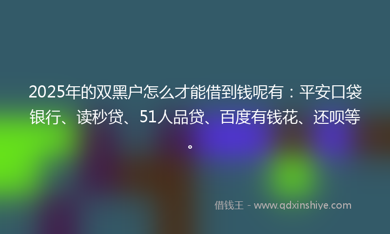 2025年的双黑户怎么才能借到钱呢有：平安口袋银行、读秒贷、51人品贷、百度有钱花、还呗等。