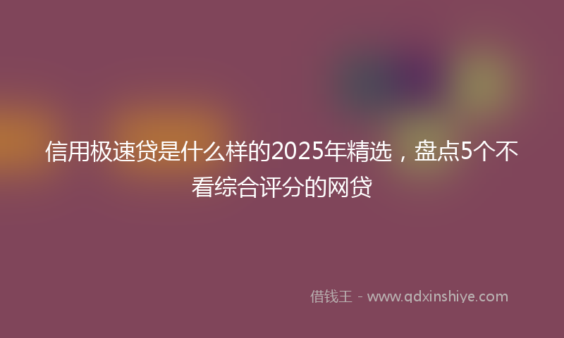 信用极速贷是什么样的2025年精选，盘点5个不看综合评分的网贷