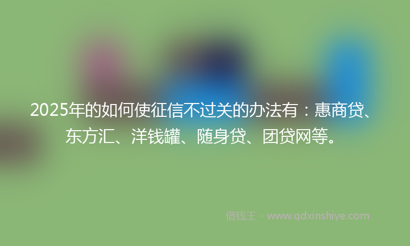 2025年的如何使征信不过关的办法有：惠商贷、东方汇、洋钱罐、随身贷、团贷网等。