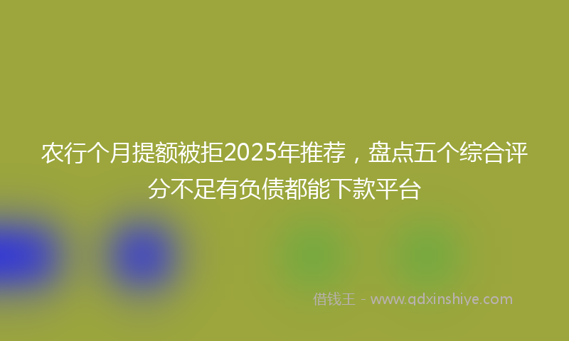 农行个月提额被拒2025年推荐，盘点五个综合评分不足有负债都能下款平台