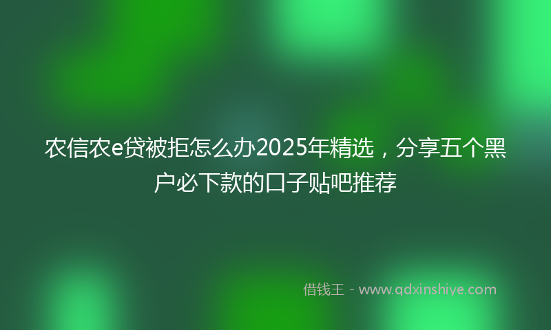 农信农e贷被拒怎么办2025年精选，分享五个黑户必下款的口子贴吧推荐