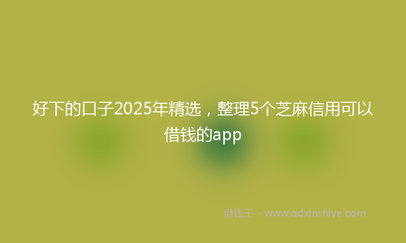好下的口子2025年精选，整理5个芝麻信用可以借钱的app