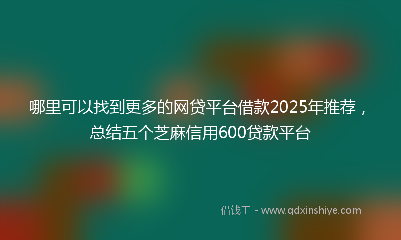 哪里可以找到更多的网贷平台借款2025年推荐，总结五个芝麻信用600贷款平台
