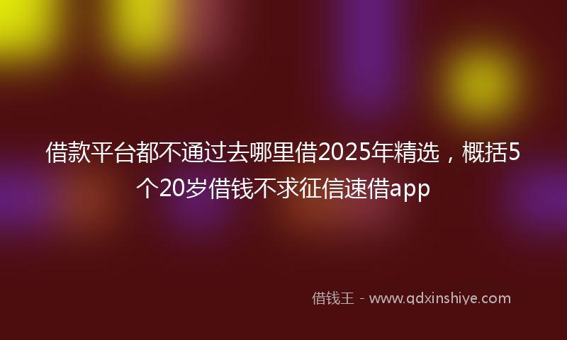 借款平台都不通过去哪里借2025年精选，概括5个20岁借钱不求征信速借app
