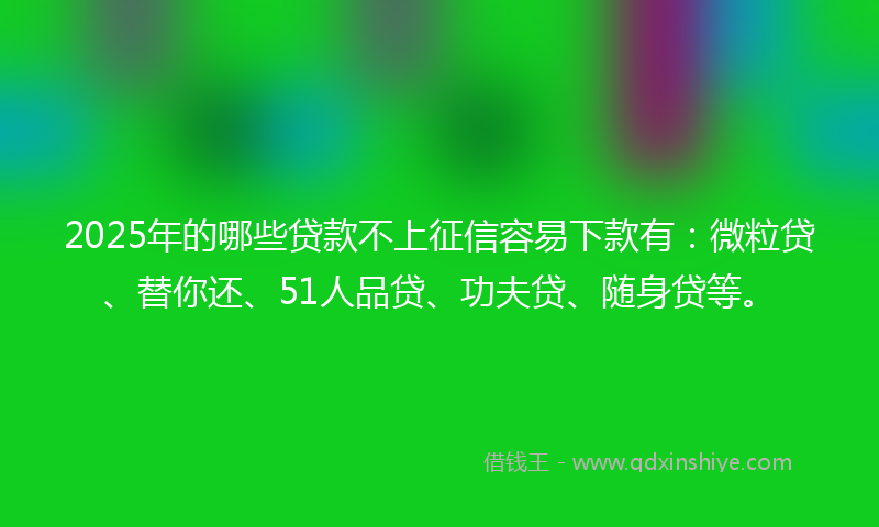 2025年的哪些贷款不上征信容易下款有：微粒贷、替你还、51人品贷、功夫贷、随身贷等。