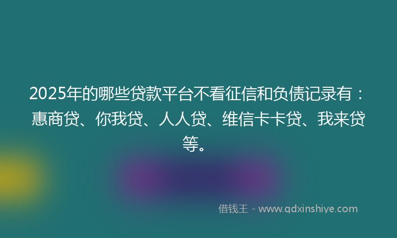 2025年的哪些贷款平台不看征信和负债记录有：惠商贷、你我贷、人人贷、维信卡卡贷、我来贷等。
