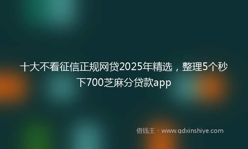 十大不看征信正规网贷2025年精选，整理5个秒下700芝麻分贷款app