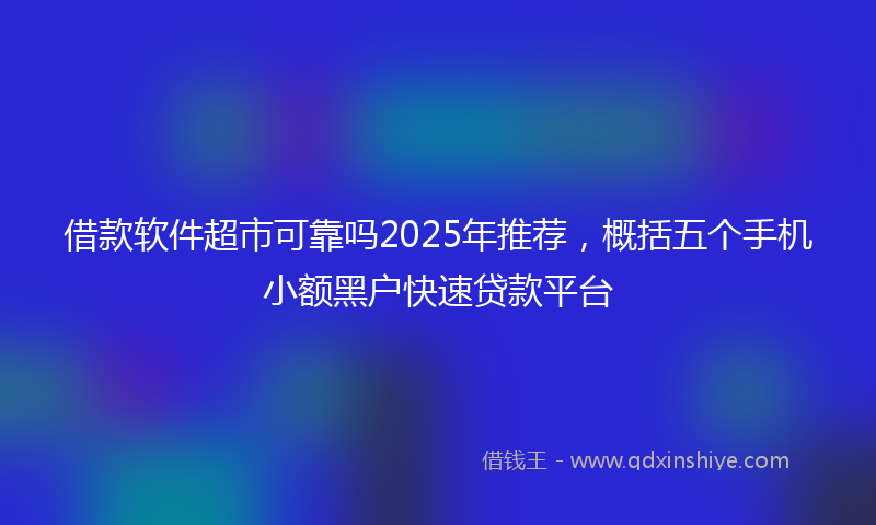 借款软件超市可靠吗2025年推荐，概括五个手机小额黑户快速贷款平台