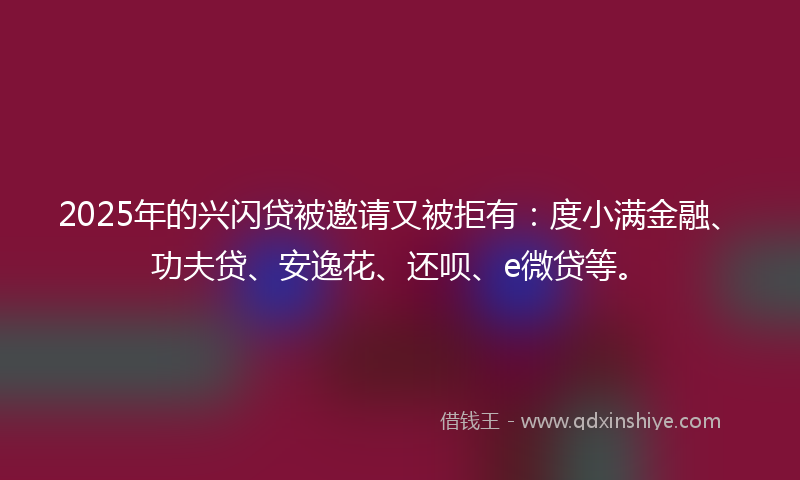 2025年的兴闪贷被邀请又被拒有：度小满金融、功夫贷、安逸花、还呗、e微贷等。