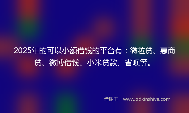 2025年的可以小额借钱的平台有：微粒贷、惠商贷、微博借钱、小米贷款、省呗等。