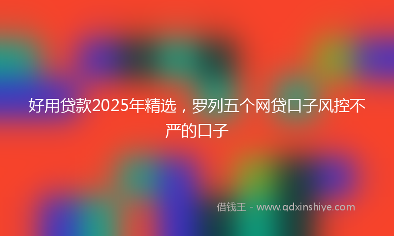好用贷款2025年精选，罗列五个网贷口子风控不严的口子