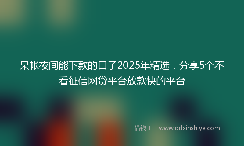 呆帐夜间能下款的口子2025年精选，分享5个不看征信网贷平台放款快的平台