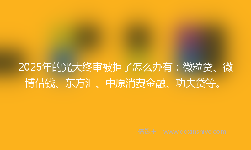 2025年的光大终审被拒了怎么办有：微粒贷、微博借钱、东方汇、中原消费金融、功夫贷等。