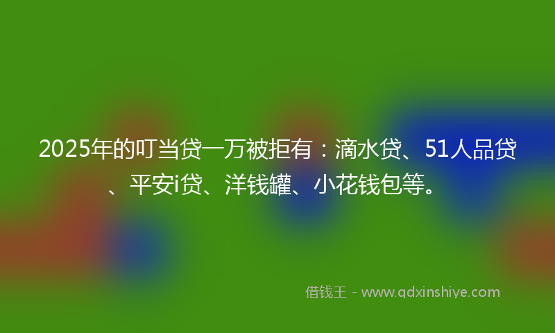 2025年的叮当贷一万被拒有：滴水贷、51人品贷、平安i贷、洋钱罐、小花钱包等。